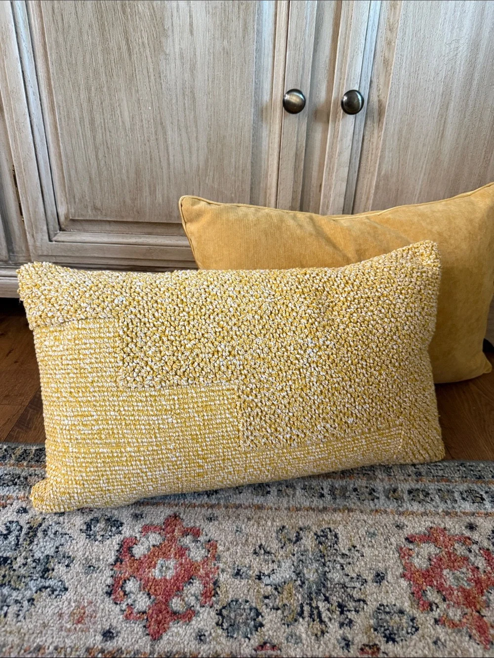 Pier 1 Mustard Yellow Textured Lumbar Pillow